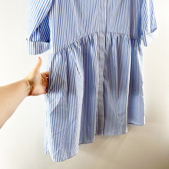 Tuckernuck Striped 3/4 Sleeve Royal Shirt Mini Dress Blue XS - Picture 9 of 10